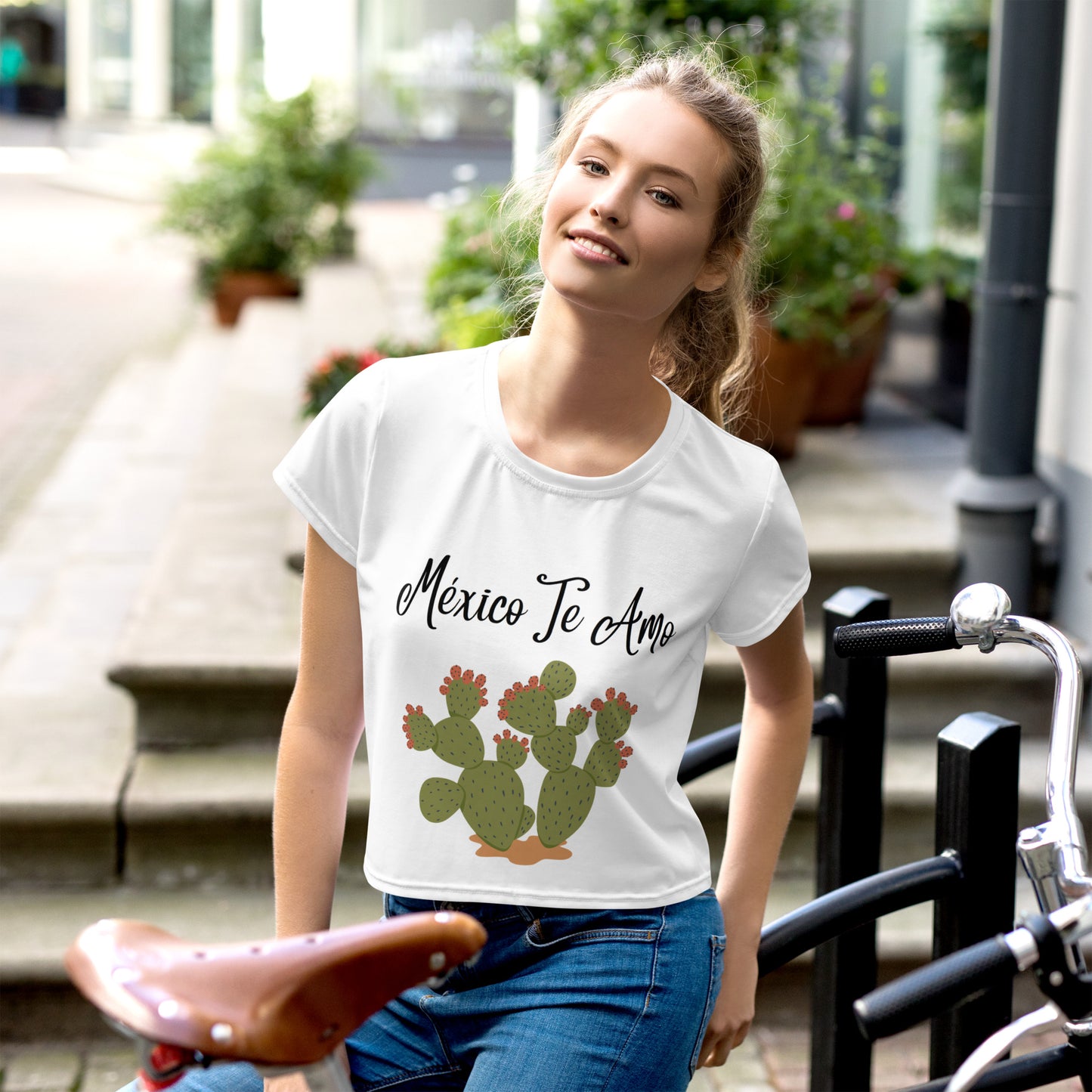 Mexico Te Amo All-Over Print Crop Tee